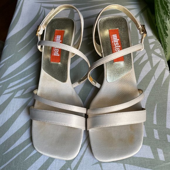 Bone Color Strappy Heels - Picture 3 of 10